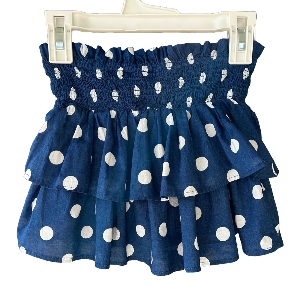 NWT GAP Kids Blue Polka dot Smocked Ruffle skort